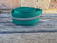 Silver on Emerald - Number 5 Zipper Tape