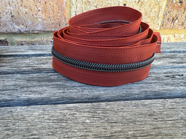 Gunmetal on Rust - Number 5 Zipper Tape